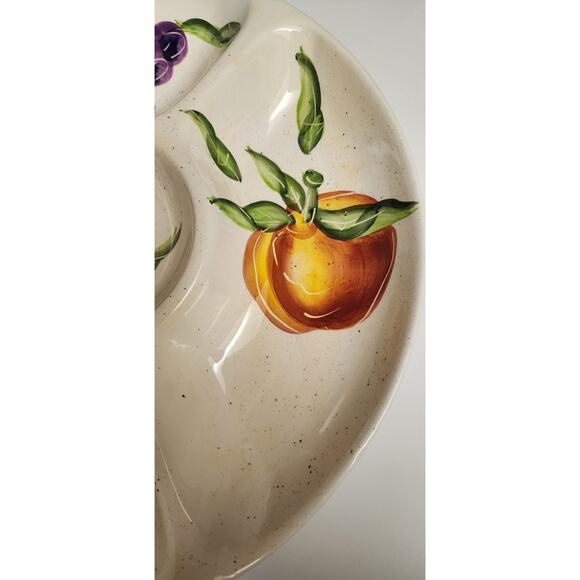 Vigor Vintage Ceramic Porcelain Divided Fruit Themed Dish 14 1/2 Wide x 2" Deep - Picture 4 of 8